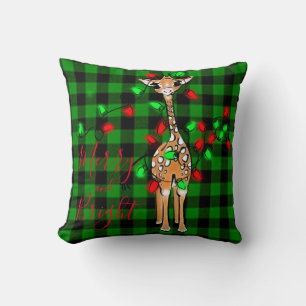 Coussin Giraffe Festive, lumière scintillante, plaid