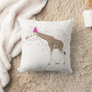 Coussin Giraffe Fête Safari Animaux ayant une fête