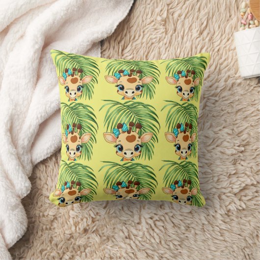 Coussin Giraffe in the Savanna Throw Pillow (Couverture)
