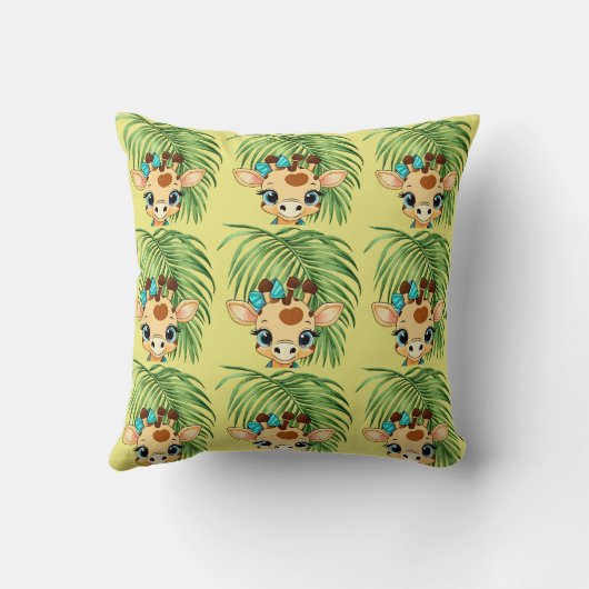 Coussin Giraffe in the Savanna Throw Pillow (Verso)