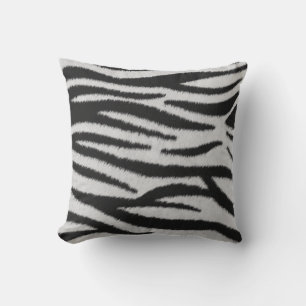 Coussin Giraffe noir et blanc Faux rayures de fourrure mot