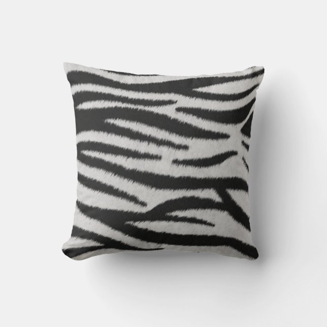 Coussin Giraffe noir et blanc Faux rayures de fourrure mot (Recto)