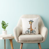 Coussin Giraffe Riding a Bicycle - Crayon à main (Chaise)