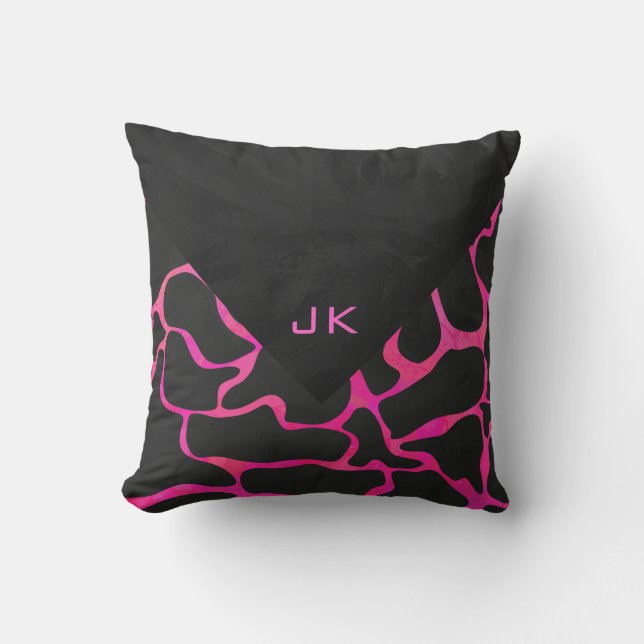 Coussin Giraffe rose chaude et noire (Recto)
