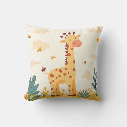 Coussin Giraffe Safari Thème Enfants Salle Nursery (Recto)