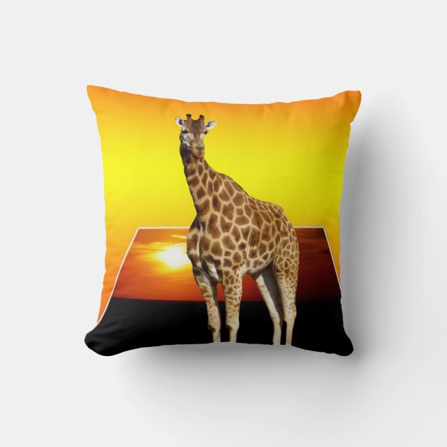 Coussin Giraffe Sunshine Popout Art Throw Cushion. (Recto)