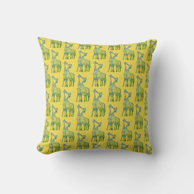 Coussin Giraffes, Baiser, Romance Jouer Coussin, Jaune (Recto)