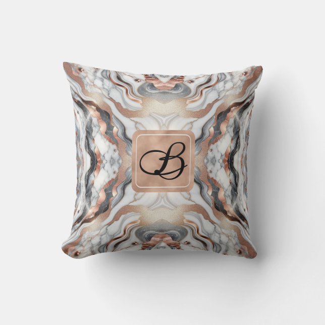 Coussin Girl Glam Rose Gold Argent & Marbre blanc (Recto)