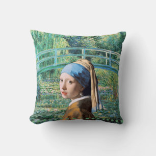 Coussin Girl with Pearl Earring Water Lily Pond