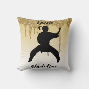Coussin Girls Karate Stance Gold Parties scintillant Drip 