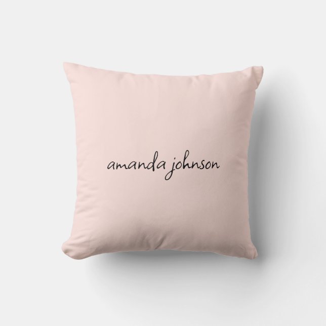 Coussin Girls Typography Light Pink Monogramme Nom complet (Recto)