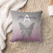 Coussin Girly Argent et Violet Monogrammé (Couverture)