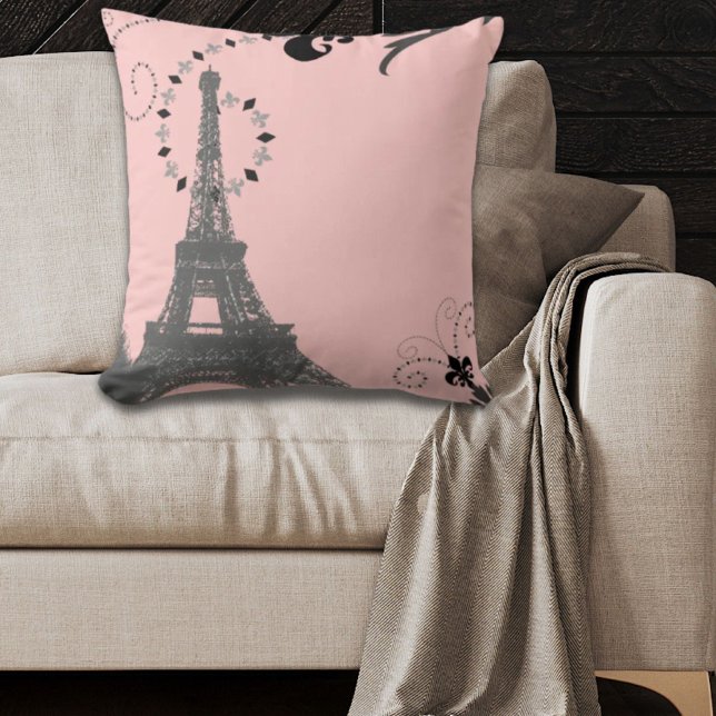 Coussin girly chic retro mode paris eiffel tower (girly chic retro fashion paris eiffel tower throw pillow)
