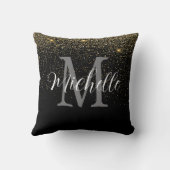 Coussin Girly Gold Noir Pailleté Monogramme et Nom   (Verso)