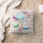 Coussin Glace à l'aquarelle,Macarons,Rayes roses (Couverture)