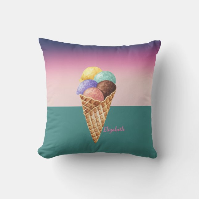 Coussin Glace aquarelle colorée Cool   (Recto)
