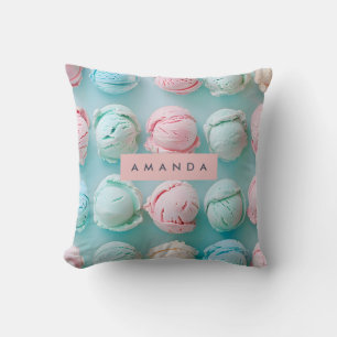Coussin Glace personnalisée élégante à rayures pastel