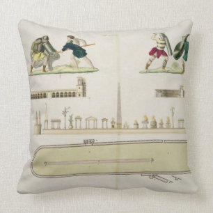 Coussin Gladiateurs et un plan du cirque de Caracalla,