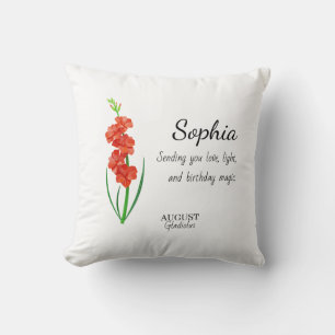 Coussin Glaïeul d'août Anniversaire Personnalisé
