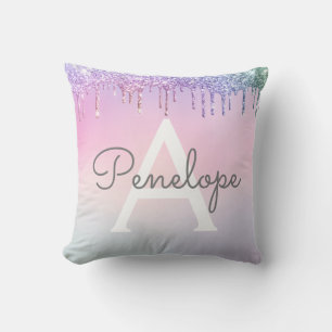 Coussin Glam à goutte à Parties scintillant arc-en-ciel av