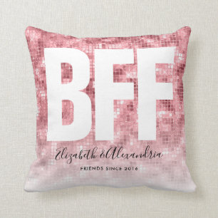 Coussin Glam BFF moderne met en valeur les noms de Parties