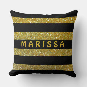 Coussin Glam Black & Gold Parties scintillant Sparkings No