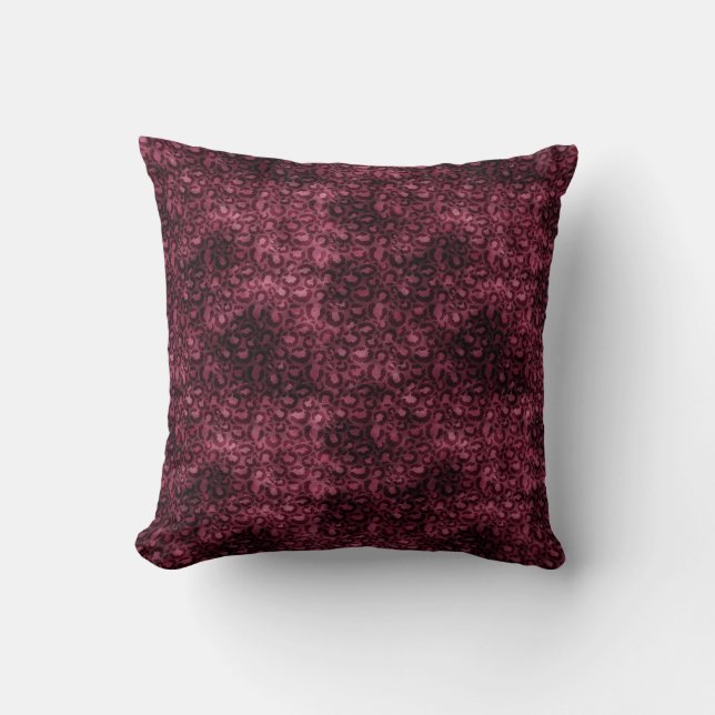Coussin Glam Burgundy Empreinte de léopard (Recto)