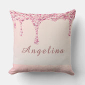 Coussin Glam Elegant Rose Pailleté Dégoulinant (Recto)