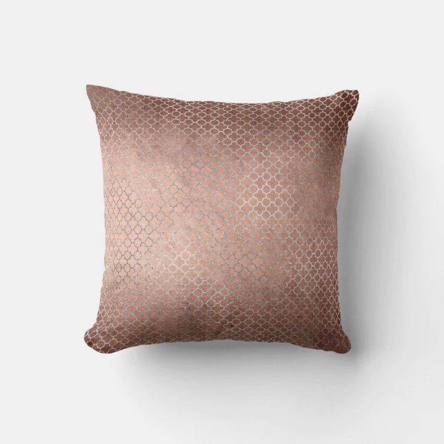 Coussin Glam en poudre or rose rose Quatrefoil Art déco (Recto)