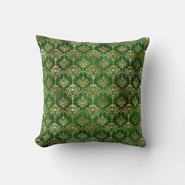 Coussin Glam Green Gold Motif Noël (Recto)