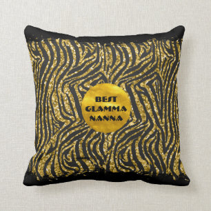 Coussin Glam-ma Poster de animal noir glam-ma Grandma or