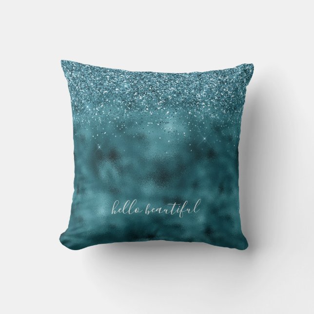 Coussin Glam Parties scintillant turquoise Glitz (Recto)