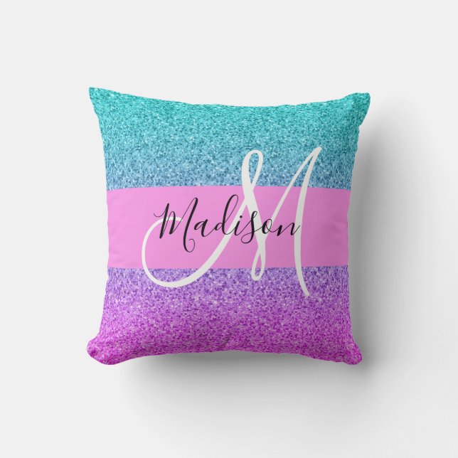 Coussin Glam Purple Aqua Parties scintillant étincelante M (Recto)