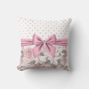 Coussin Glam rose Diamond Bow Pois floraux
