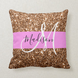 Coussin Glam rose et bronze Parties scintillant étincelles