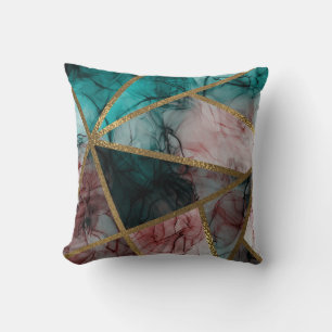 Coussin Glam Rust Blush Teal & Gold Chic Moderne Élégance