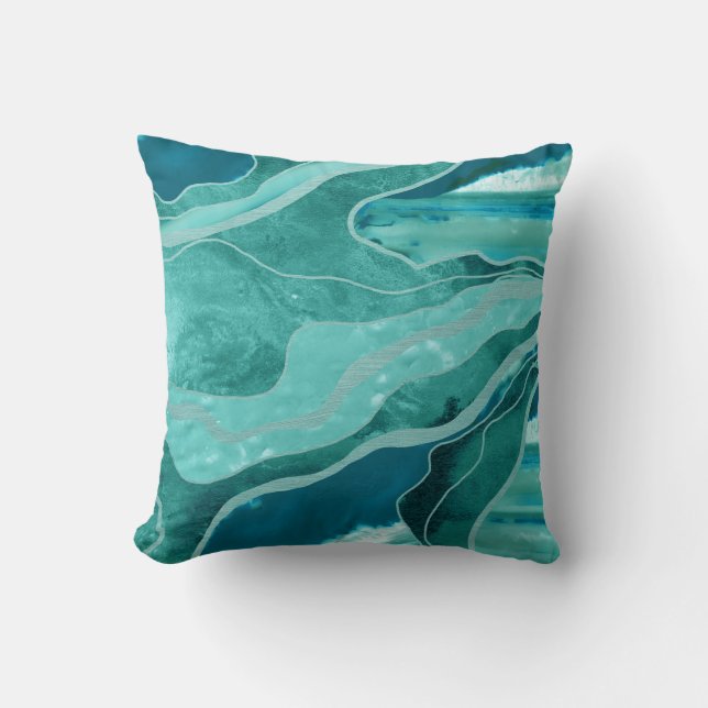 Coussin Glam Turquoise en marbre turquoise #1  (Recto)