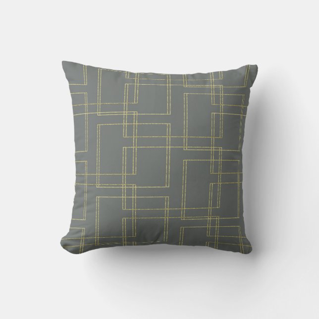Coussin Glamour géométrique gris et or chic (Recto)