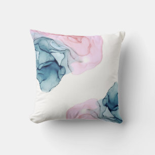 Coussin Glamour Moderne Rose Teinte Cyan Éthéré Encre