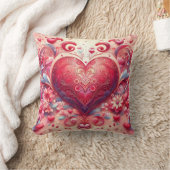 Coussin Glittering Swirl Pink Heart Throw Pillow (Couverture)