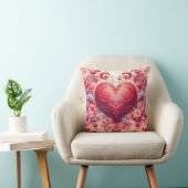 Coussin Glittering Swirl Pink Heart Throw Pillow (Chaise)
