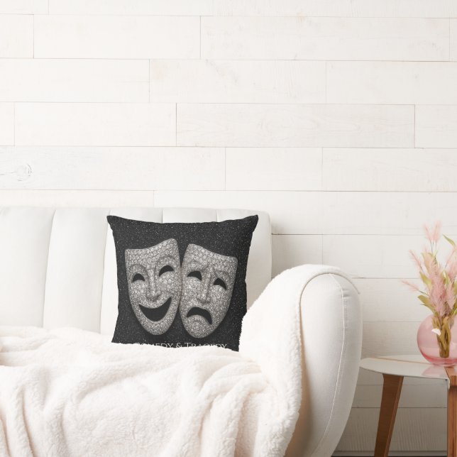 Coussin Glittery Comedy & Tragedy Drama Mask (Canapé)