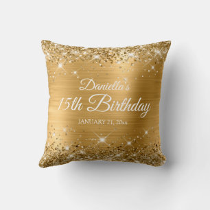 Coussin Glittery Gold Foil 15e anniversaire