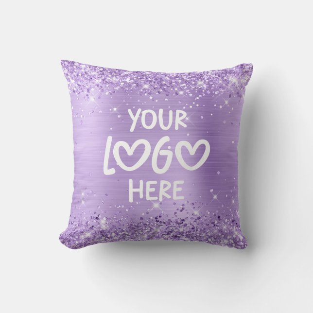 Coussin Glittery Lavender Faux Foil Business Logo (Recto)