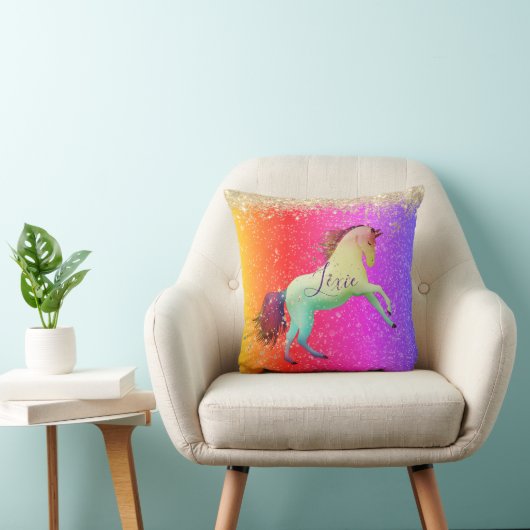 Coussin Glittery Rainbow Unicorn (Chaise)