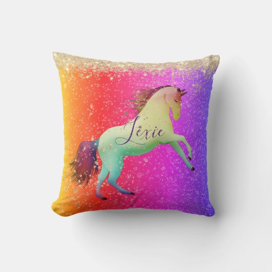 Coussin Glittery Rainbow Unicorn (Recto)