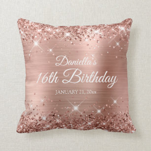 Coussin Glittery Rose Gold Foil 16e anniversaire