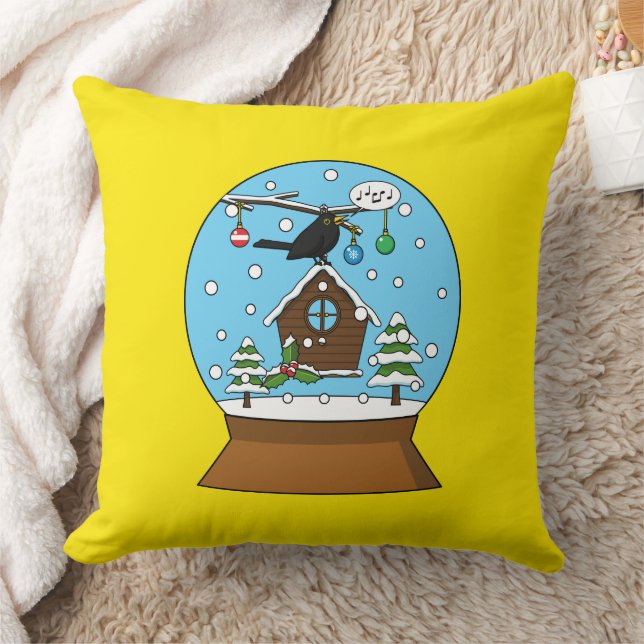 Coussin Globe des neiges avec chant Blackbird (Couverture)