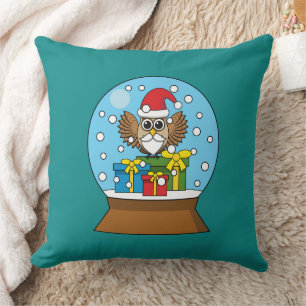 Coussin Globe des neiges avec Chouette du Père Noël