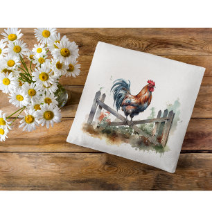 Coussin Gloire du matin : Coq d'aquarelle
